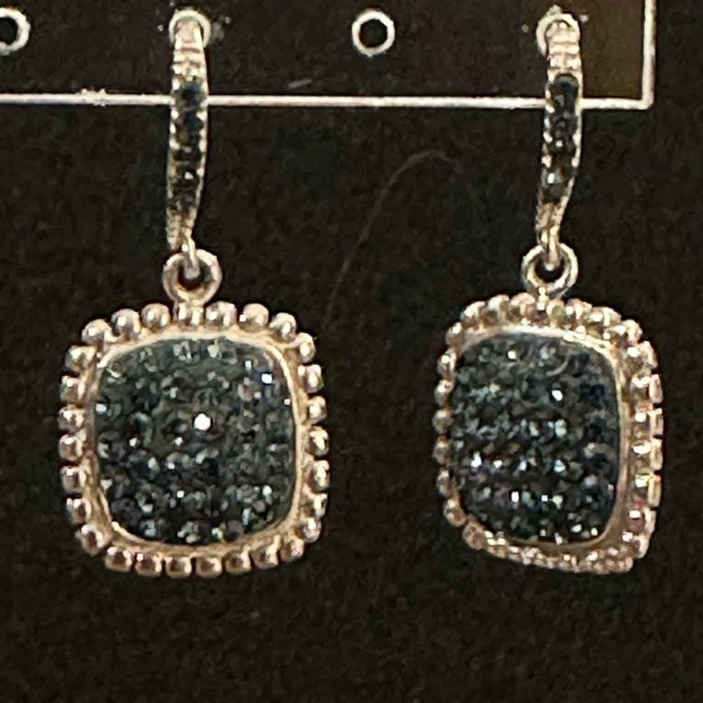 Blue and Green Drusie Stone Earrings